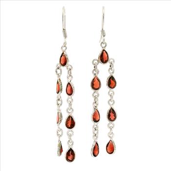 NO RESERVE 11.13 Ct Garnet 925 Sterling Silver Earrings