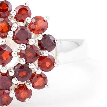 NO RESERVE 1.13 Ct Round Garnet 925 Sterling Silver Ring