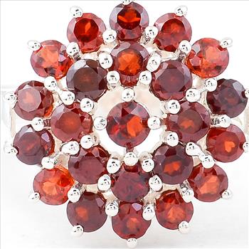 NO RESERVE 1.13 Ct Round Garnet 925 Sterling Silver Ring