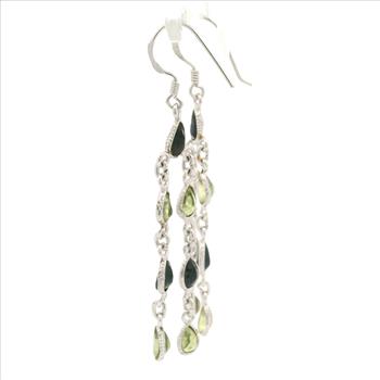 NO RESERVE 11.40 Ct Peridot, Sapphire 925 Sterling Silver Earrings