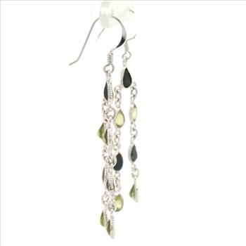 NO RESERVE 11.40 Ct Peridot, Sapphire 925 Sterling Silver Earrings