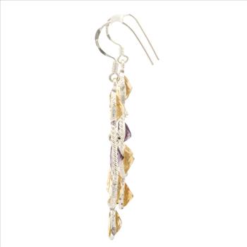 NO RESERVE 11.45 Ct Amethyst, Citrine 925 Sterling Silver Earrings