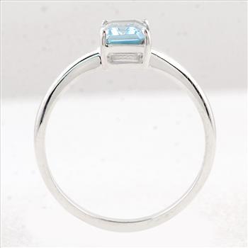 NO RESERVE 1.15 Ct Octagon Swiss Blue Topaz 925 Sterling Silver Ring