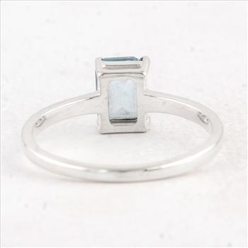 NO RESERVE 1.15 Ct Octagon Swiss Blue Topaz 925 Sterling Silver Ring