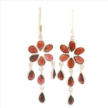 NO RESERVE 11.50 Ct Garnet 925 Sterling Silver Earrings