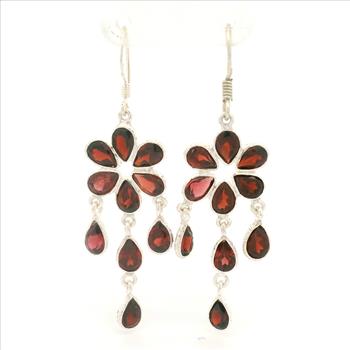 NO RESERVE 11.50 Ct Garnet 925 Sterling Silver Earrings