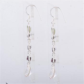 NO RESERVE 11.50 Ct Rose Quartz, Peridot 925 Sterling Silver Earrings