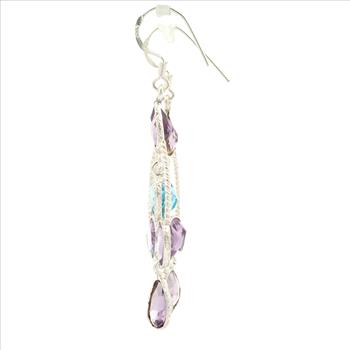 NO RESERVE 11.63 Ct Blue Topaz, Amethyst 925 Sterling Silver Earrings
