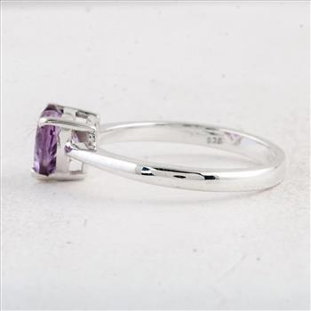 NO RESERVE 1.17 Ct Heart Amethyst 925 Sterling Silver Ring