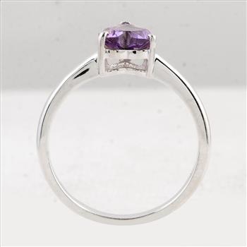 NO RESERVE 1.17 Ct Heart Amethyst 925 Sterling Silver Ring