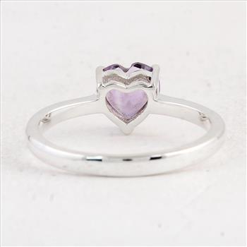 NO RESERVE 1.17 Ct Heart Amethyst 925 Sterling Silver Ring