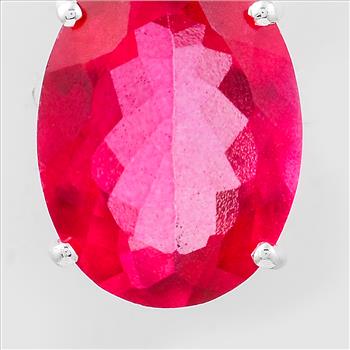 NO RESERVE 11.87 Ct Oval Pink Topaz, Cubic Zirconia 925 Sterling Silver Pendant