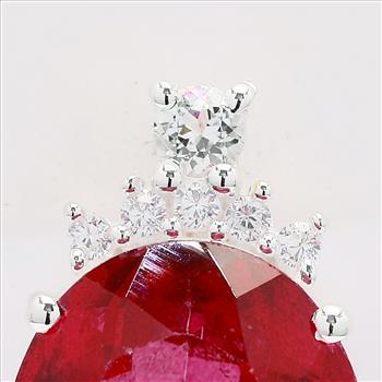 NO RESERVE 11.87 Ct Oval Pink Topaz, Cubic Zirconia 925 Sterling Silver Pendant