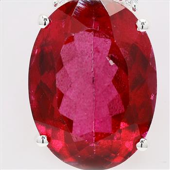 NO RESERVE 11.87 Ct Oval Pink Topaz, Cubic Zirconia 925 Sterling Silver Pendant