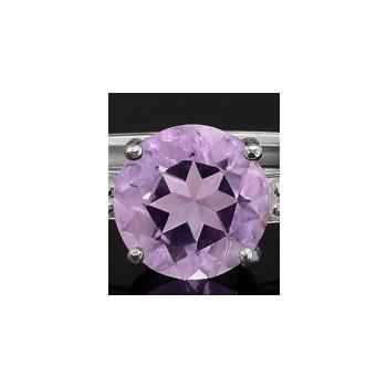 NO RESERVE 1.20 Ct Round Amethyst, Cubic Zirconia 925 Sterling Silver Ring