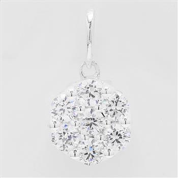 NO RESERVE 1.20 Ct Round Cubic Zirconia 925 Sterling Silver Pendant