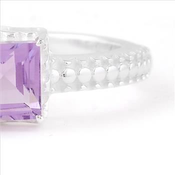 NO RESERVE 1.21 Ct Square Amethyst 925 Sterling Silver Ring