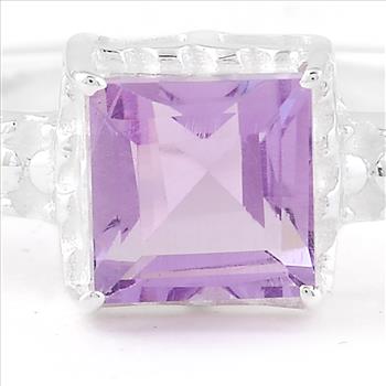 NO RESERVE 1.21 Ct Square Amethyst 925 Sterling Silver Ring