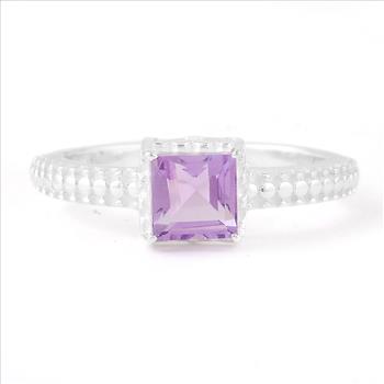 NO RESERVE 1.21 Ct Square Amethyst 925 Sterling Silver Ring
