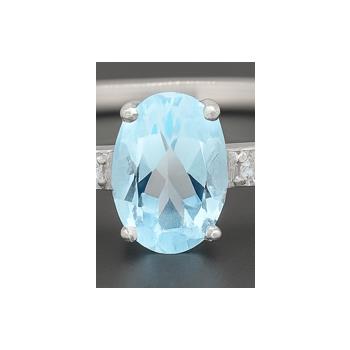 NO RESERVE 1.25 Ct Oval Blue Topaz, Cubic Zirconia 925 Sterling Silver Ring
