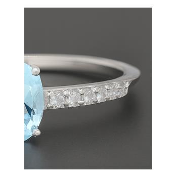 NO RESERVE 1.25 Ct Oval Blue Topaz, Cubic Zirconia 925 Sterling Silver Ring