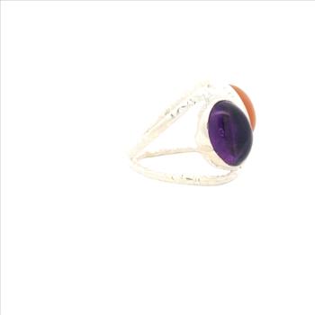 NO RESERVE 12.63 Ct Amethyst, Moonstone 925 Sterling Silver Ring