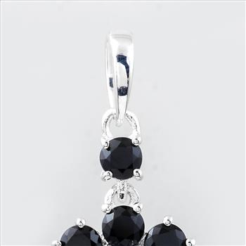 NO RESERVE 1.27 Ct Round Blue Topaz, Black Spinal, 925 Sterling Silver Pendant