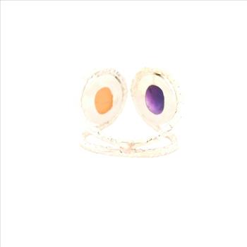 NO RESERVE 12.98 Ct Amethyst, Moonstone 925 Sterling Silver Ring