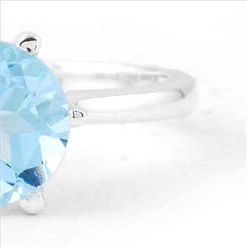 NO RESERVE 1.33 Ct Round Blue Topaz, 925 Sterling Silver Ring