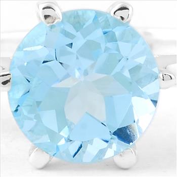 NO RESERVE 1.33 Ct Round Blue Topaz, 925 Sterling Silver Ring