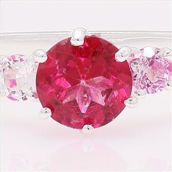 NO RESERVE 1.34 Ct Round Pink Topaz 925 Sterling Silver Ring