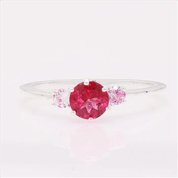 NO RESERVE 1.34 Ct Round Pink Topaz 925 Sterling Silver Ring