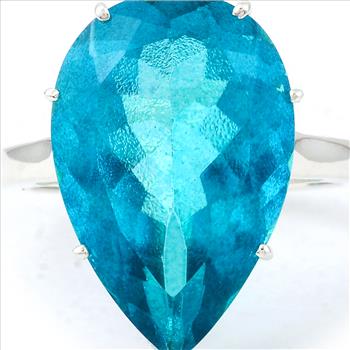 NO RESERVE 13.41 Ct Pear Pariba Topaz, 925 Sterling Silver Ring