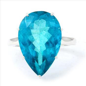 NO RESERVE 13.41 Ct Pear Pariba Topaz, 925 Sterling Silver Ring