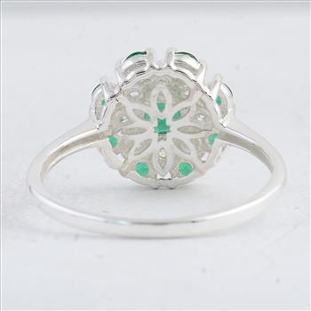 NO RESERVE 1.38 Ct Round Created Glass Emerald 925 Sterling Silver Ring