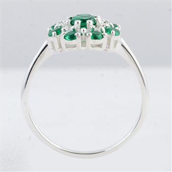 NO RESERVE 1.38 Ct Round Created Glass Emerald 925 Sterling Silver Ring
