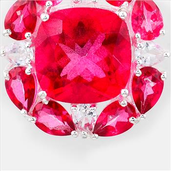 NO RESERVE 13.90 Ct Cushion Pink Topaz, White Topaz 925 Sterling Silver Pendant