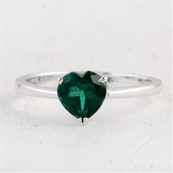 NO RESERVE 1.43 Ct Heart Green Topaz 925 Sterling Silver Ring