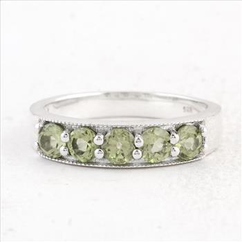 NO RESERVE 1.43 Ct Round Peridot 925 Sterling Silver Ring