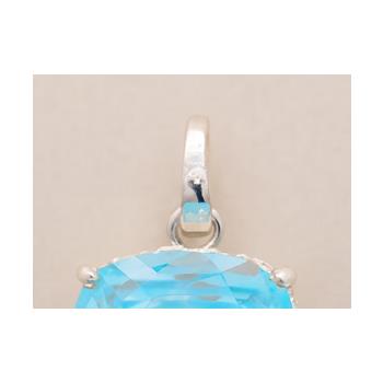 NO RESERVE 14.56 Ct Cushion Blue Cz, White Cz 925 Sterling Silver Pendant