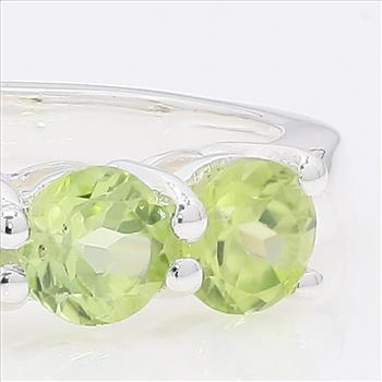 NO RESERVE 1.46 Ct Round Peridot 925 Sterling Silver Ring