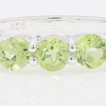 NO RESERVE 1.46 Ct Round Peridot 925 Sterling Silver Ring
