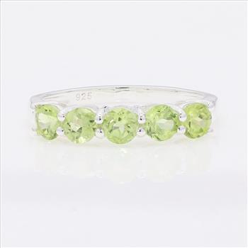 NO RESERVE 1.46 Ct Round Peridot 925 Sterling Silver Ring