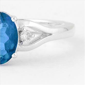 NO RESERVE 1.47 Ct Oval Pariba Topaz, Cubic Zirconia, 925 Sterling Silver Ring