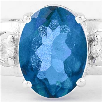 NO RESERVE 1.47 Ct Oval Pariba Topaz, Cubic Zirconia, 925 Sterling Silver Ring