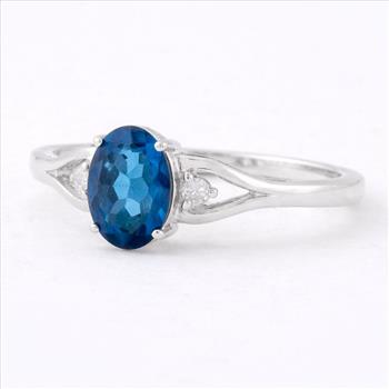 NO RESERVE 1.47 Ct Oval Pariba Topaz, Cubic Zirconia, 925 Sterling Silver Ring