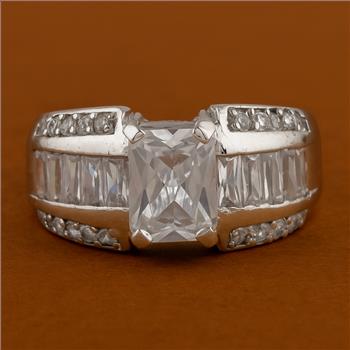 NO RESERVE 14.87 Ct Cubic Zirconia 925 Sterling Silver Ring