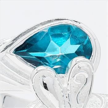 NO RESERVE 1.50 Ct Pear Paraiba Topaz 925 Sterling Silver Ring
