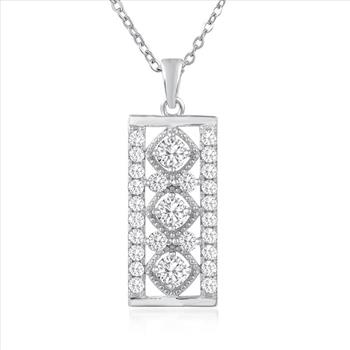 NO RESERVE 1.51 ct.Moissanite Pendant Necklace in Sterling Silver