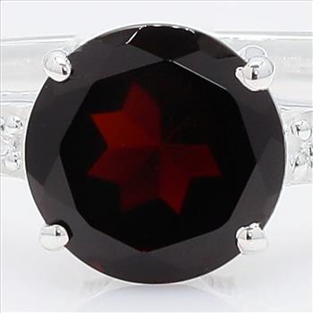 NO RESERVE 1.52 Ct Round Garnet, Cubic Zirconia 925 Sterling Silver Ring